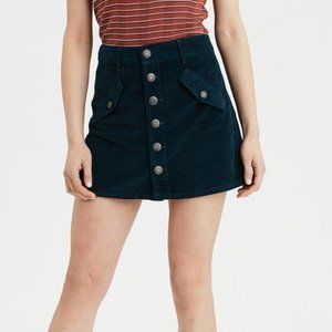 Blue Ae Corduroy High-waisted Festival Skirt